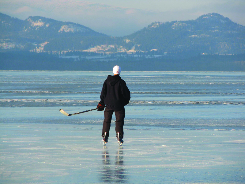 Skating on Shuswap Lake